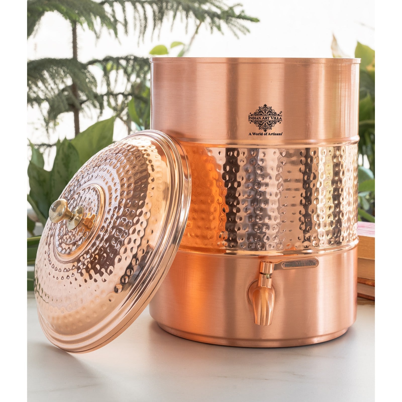 Pure Copper water Pot, Hammered Design, Storage &  Serving water