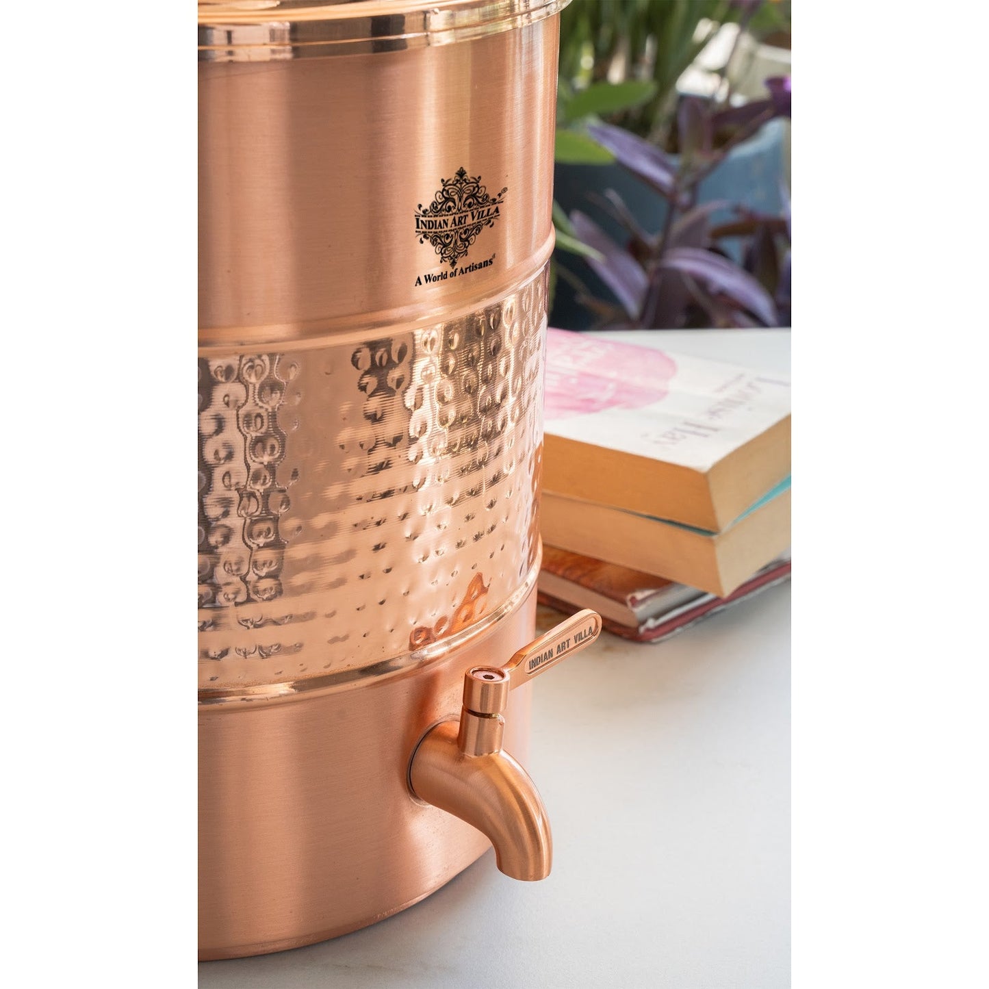 Pure Copper water Pot, Hammered Design, Storage &  Serving water
