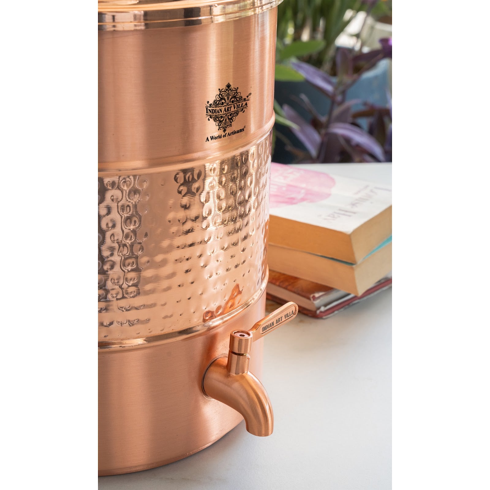 Pure Copper water Pot, Hammered Design, Storage &  Serving water