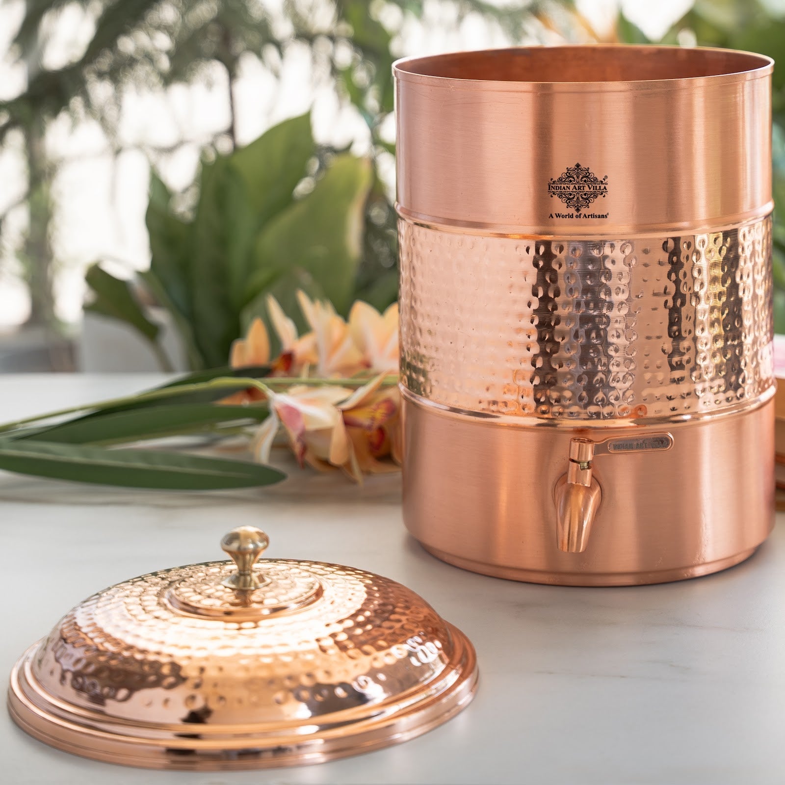 Pure Copper water Pot, Hammered Design, Storage &  Serving water