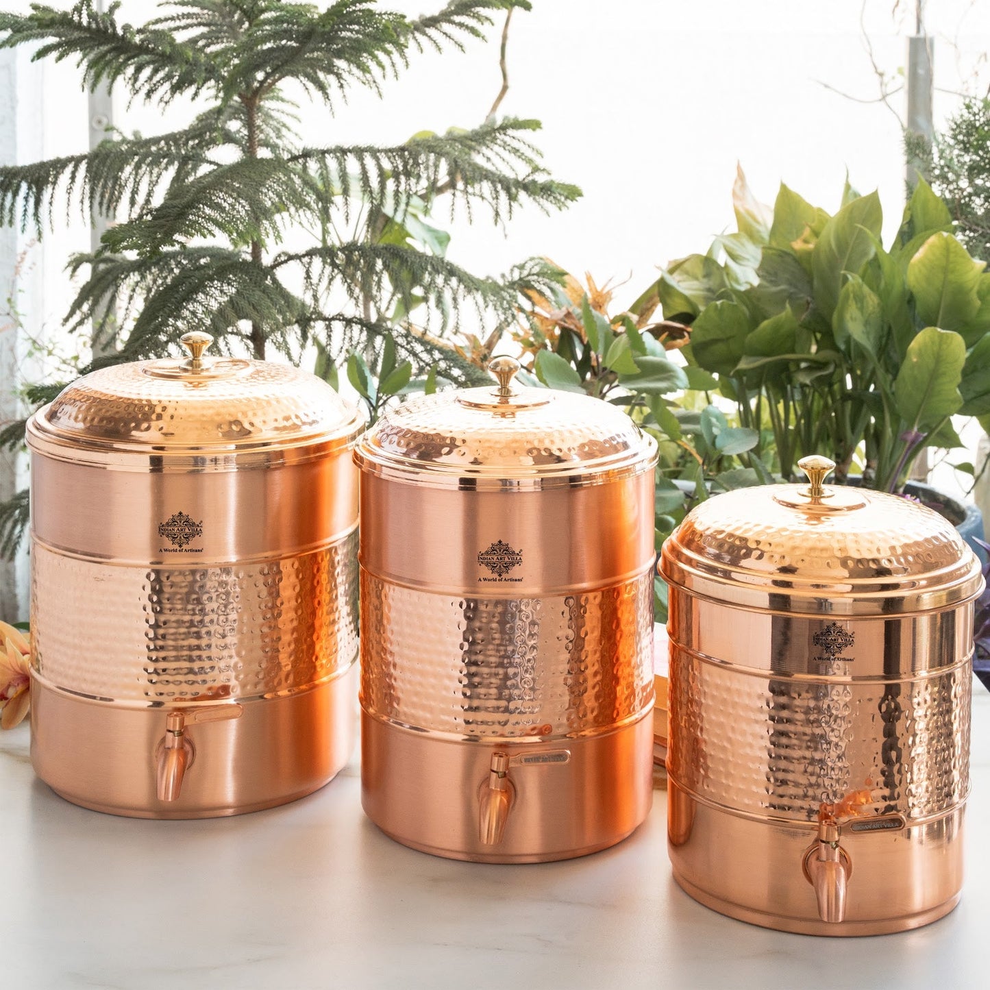 Pure Copper water Pot, Hammered Design, Storage &  Serving water