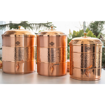 Pure Copper water Pot, Hammered Design, Storage &  Serving water