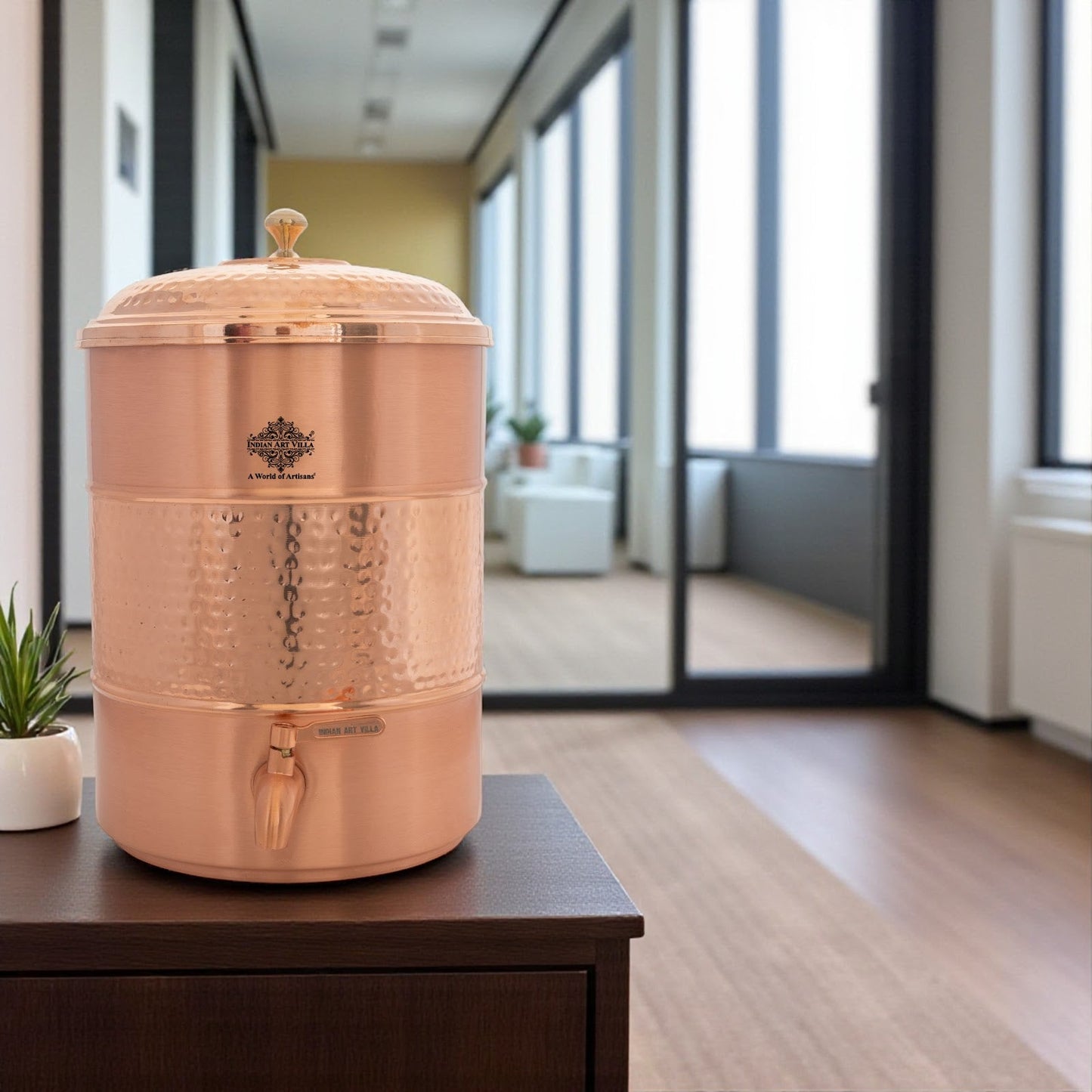 Pure Copper water Pot, Hammered Design, Storage &  Serving water