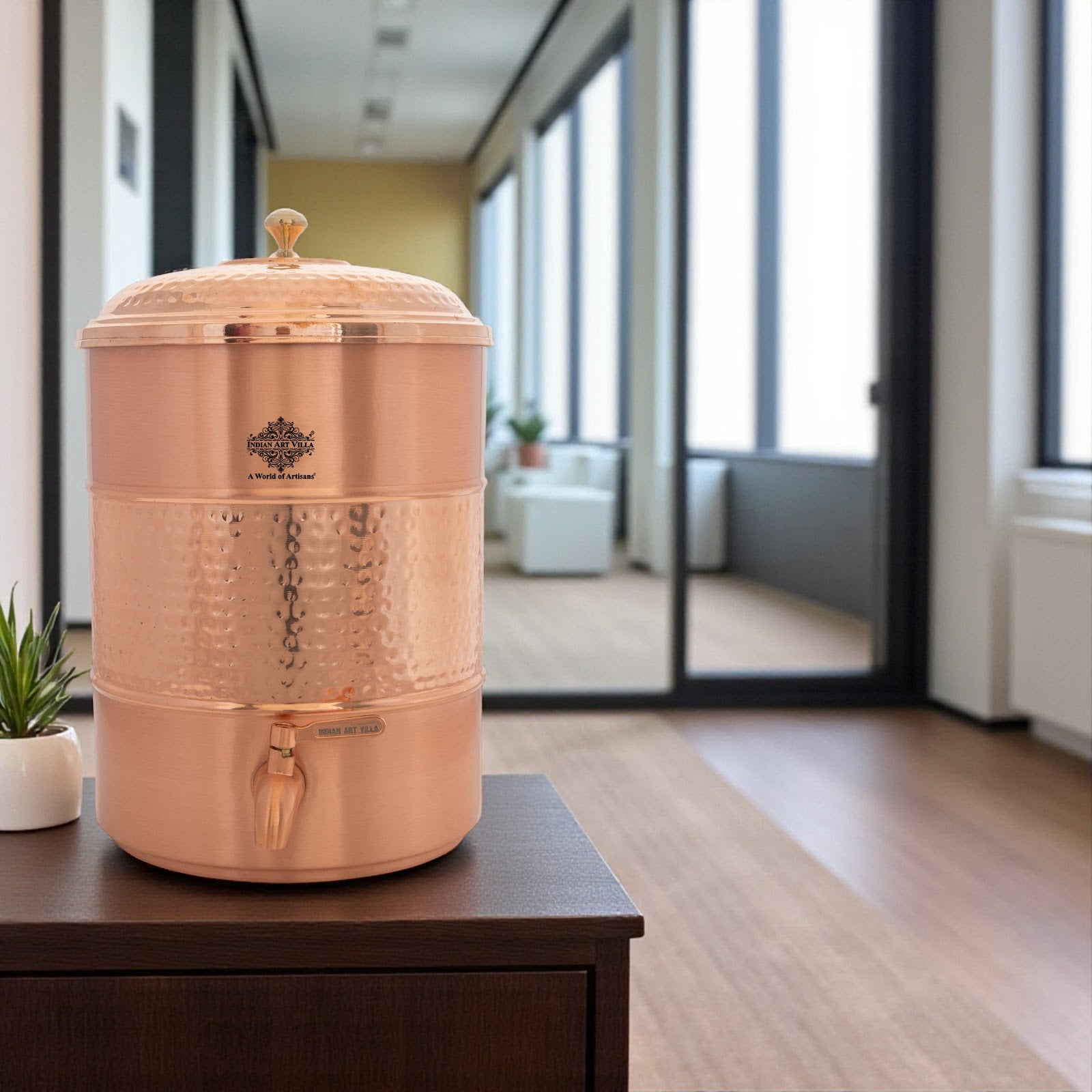 Pure Copper water Pot, Hammered Design, Storage &  Serving water