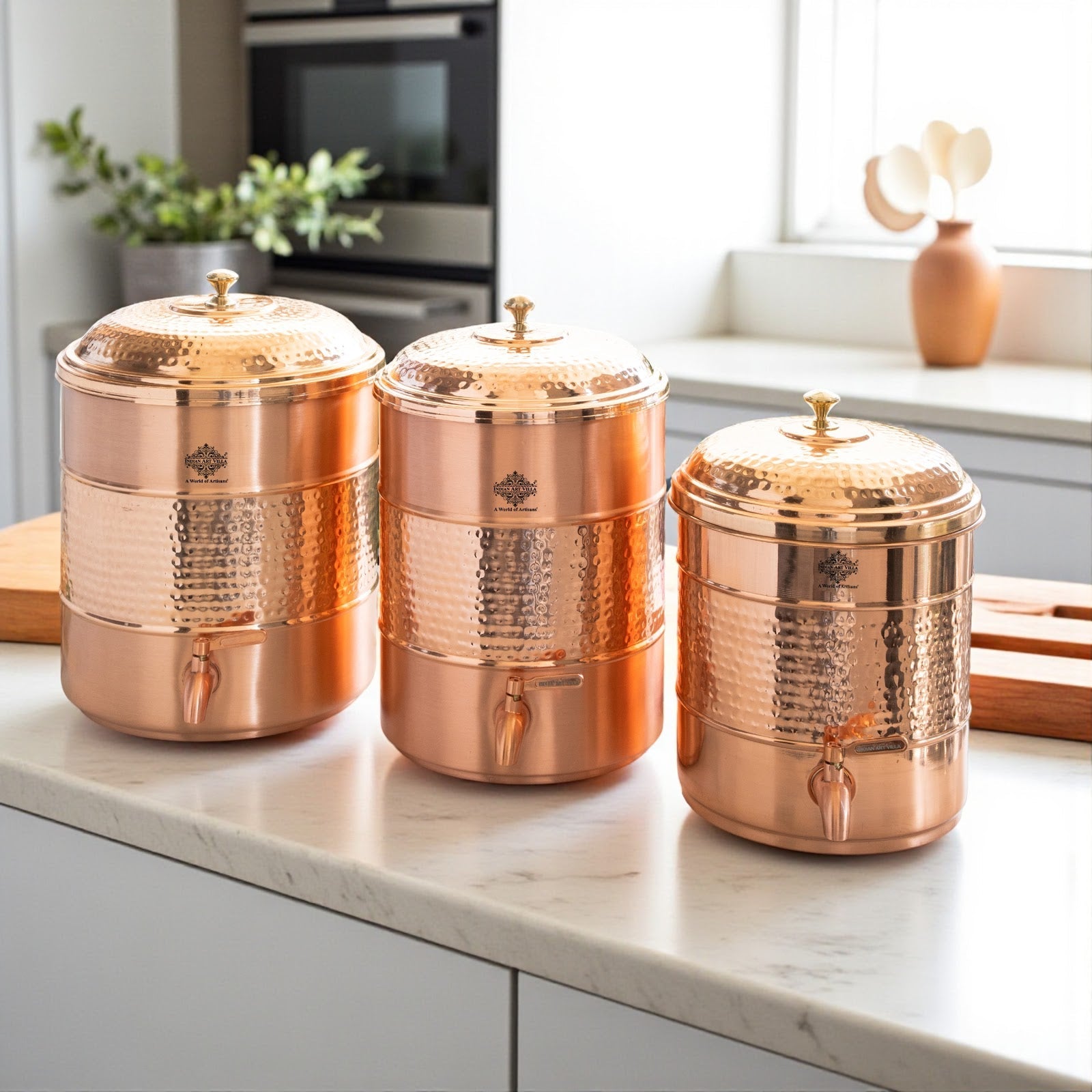 Pure Copper water Pot, Hammered Design, Storage &  Serving water