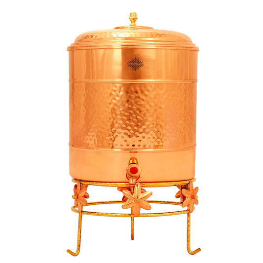 Pure Copper Water Pot with Stand-Hammered Design