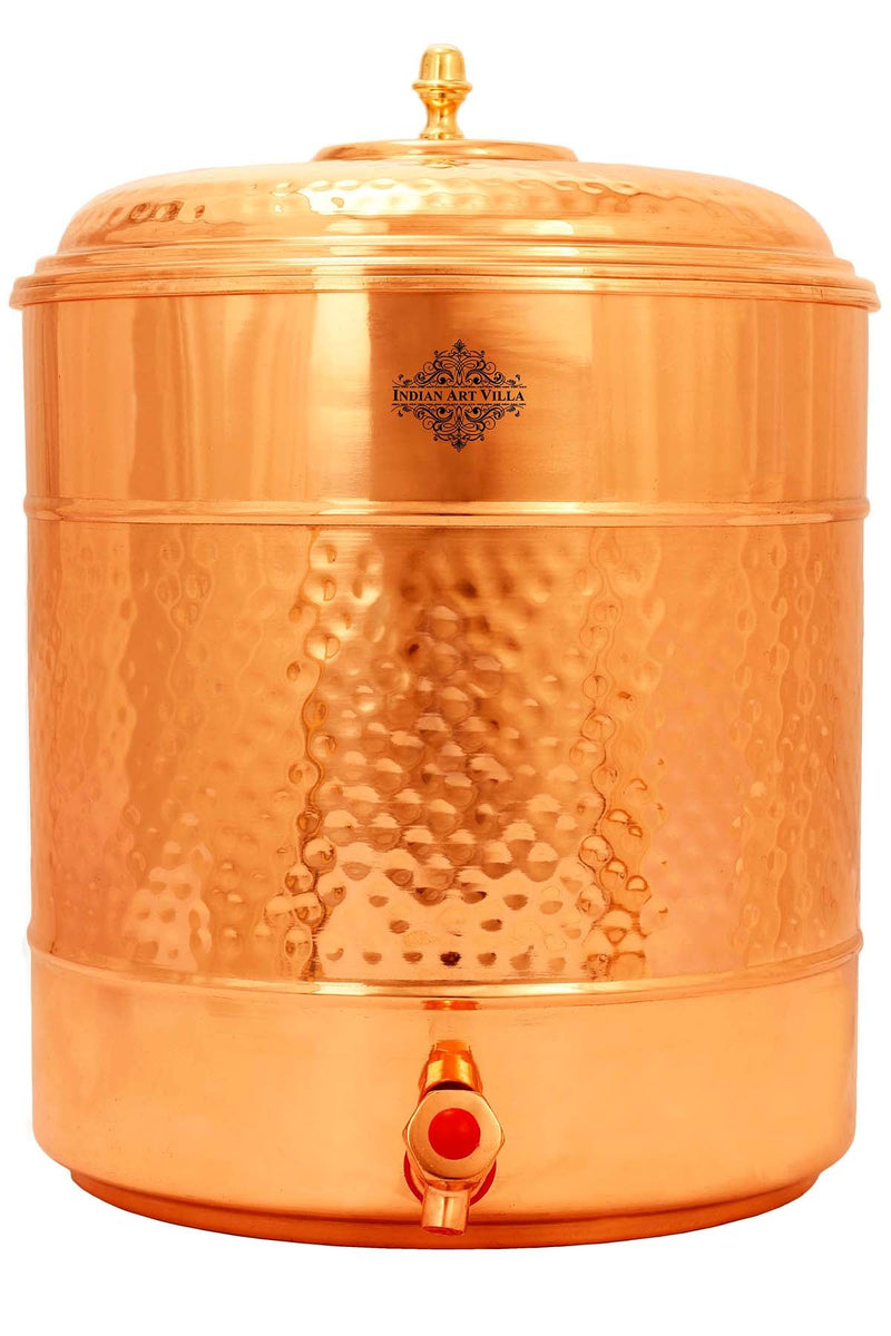 Copper Hammered Water Pot With Stand, Storage & Seving Water, 2 Liter