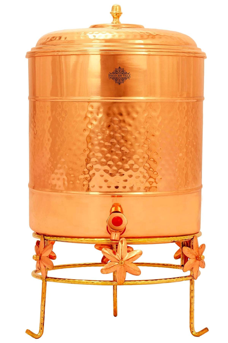 Copper Hammered Water Pot With Stand, Storage & Seving Water, 2 Liter