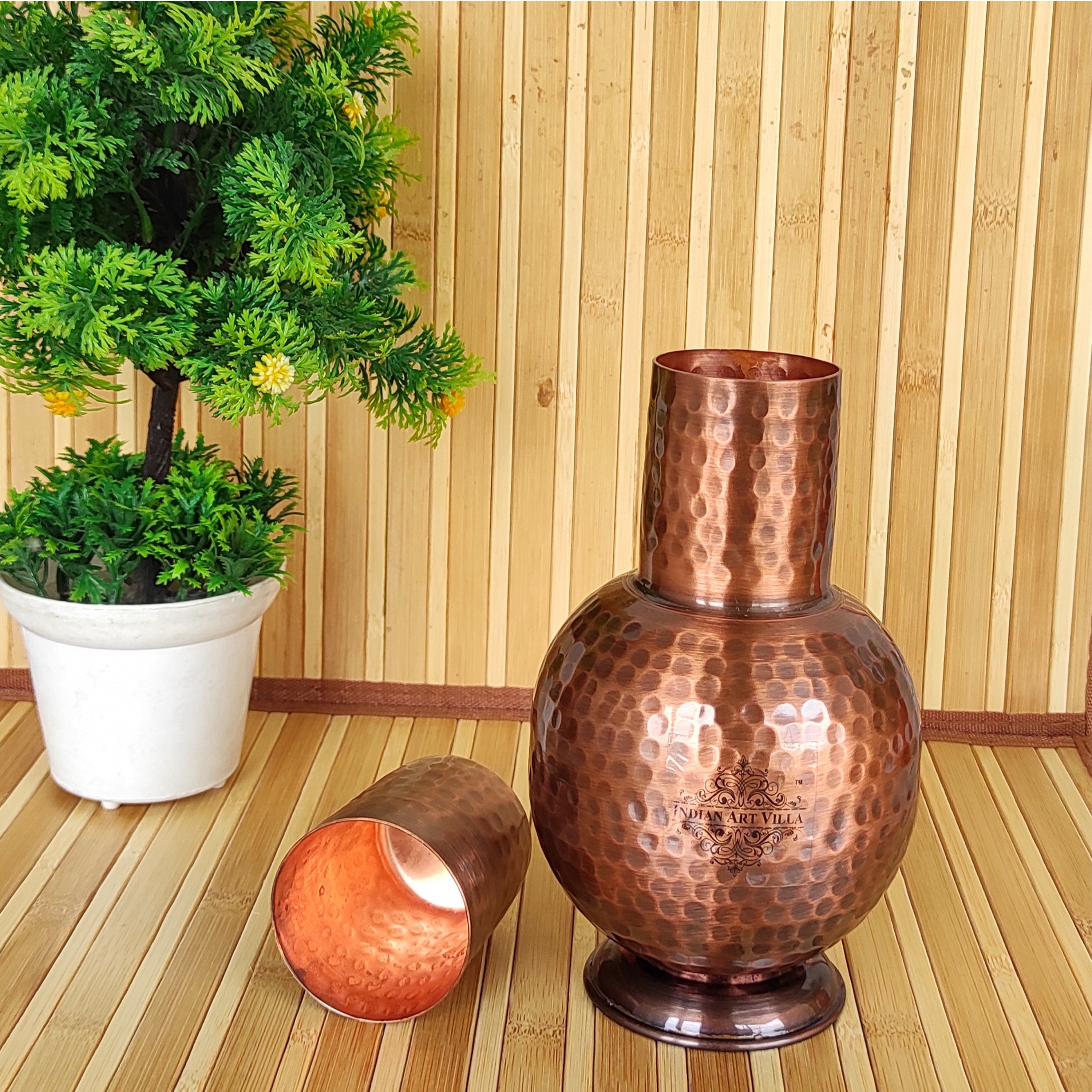 Pure Copper Surai Design Bedroom water Bottle 700 ML