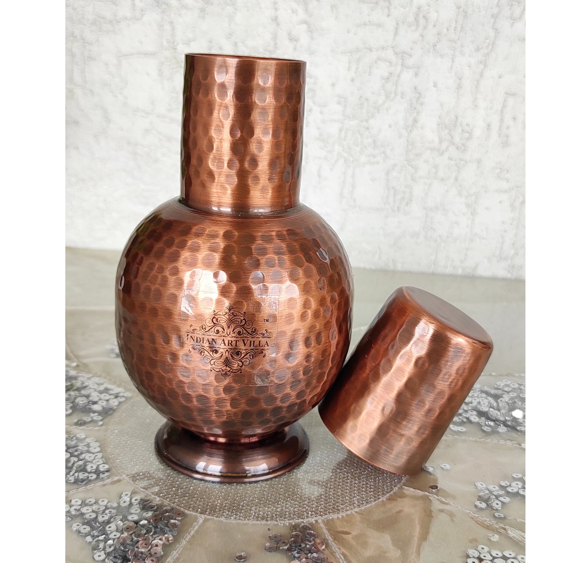 Pure Copper Surai Design Bedroom water Bottle 700 ML