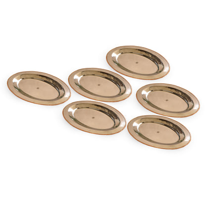 Steel Copper Plate/Platter With Oval & Flat Shape And Hammered Design, Dinnerware, Serveware & Tableware, Home Restaurant, Width- 53.34 cm