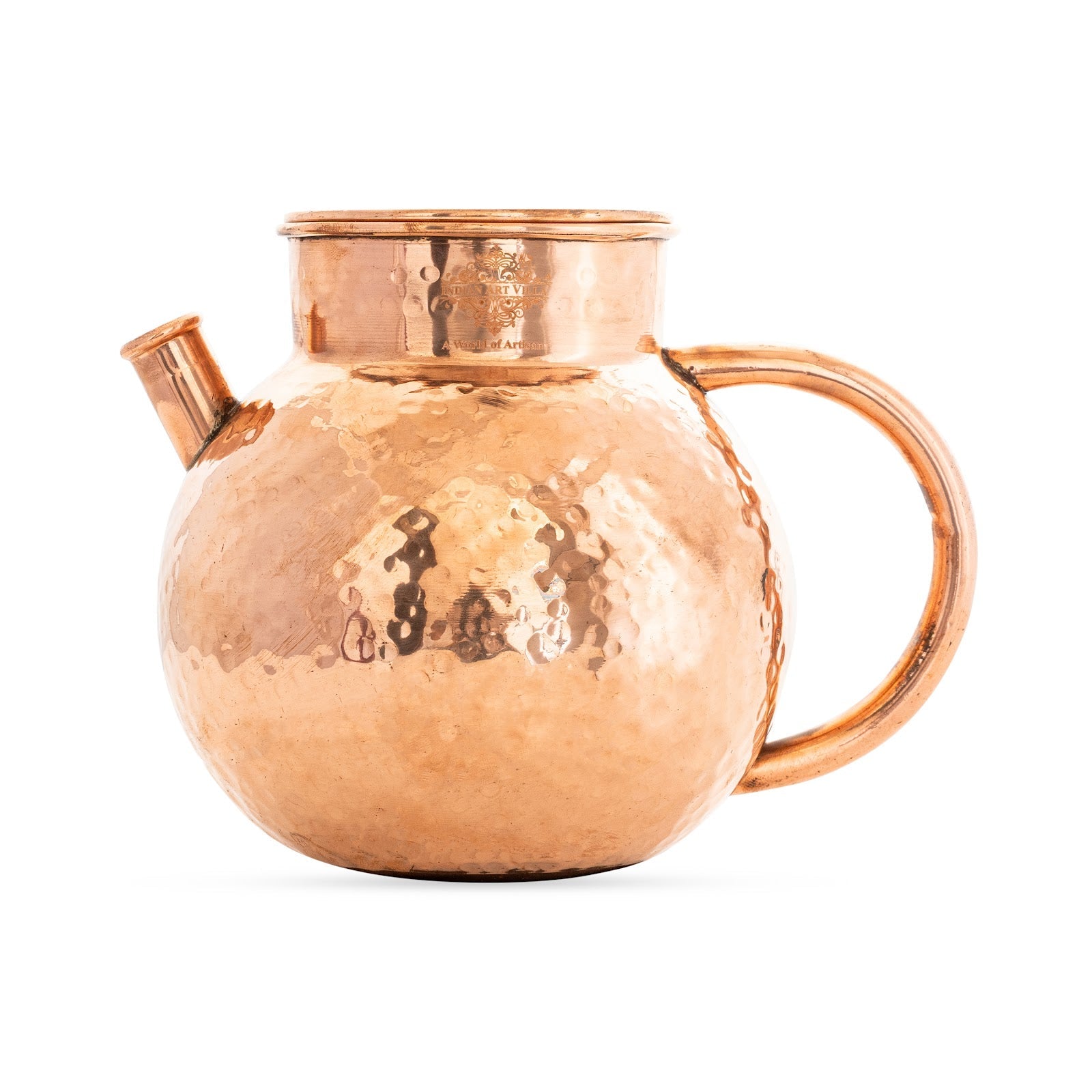 Pure Copper Hammered Matka Jug With Spout - 1650 ML