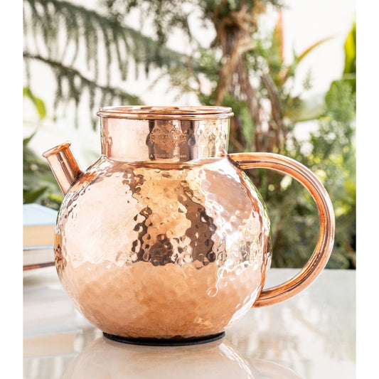 Pure Copper Hammered Matka Jug With Spout - 1650 ML