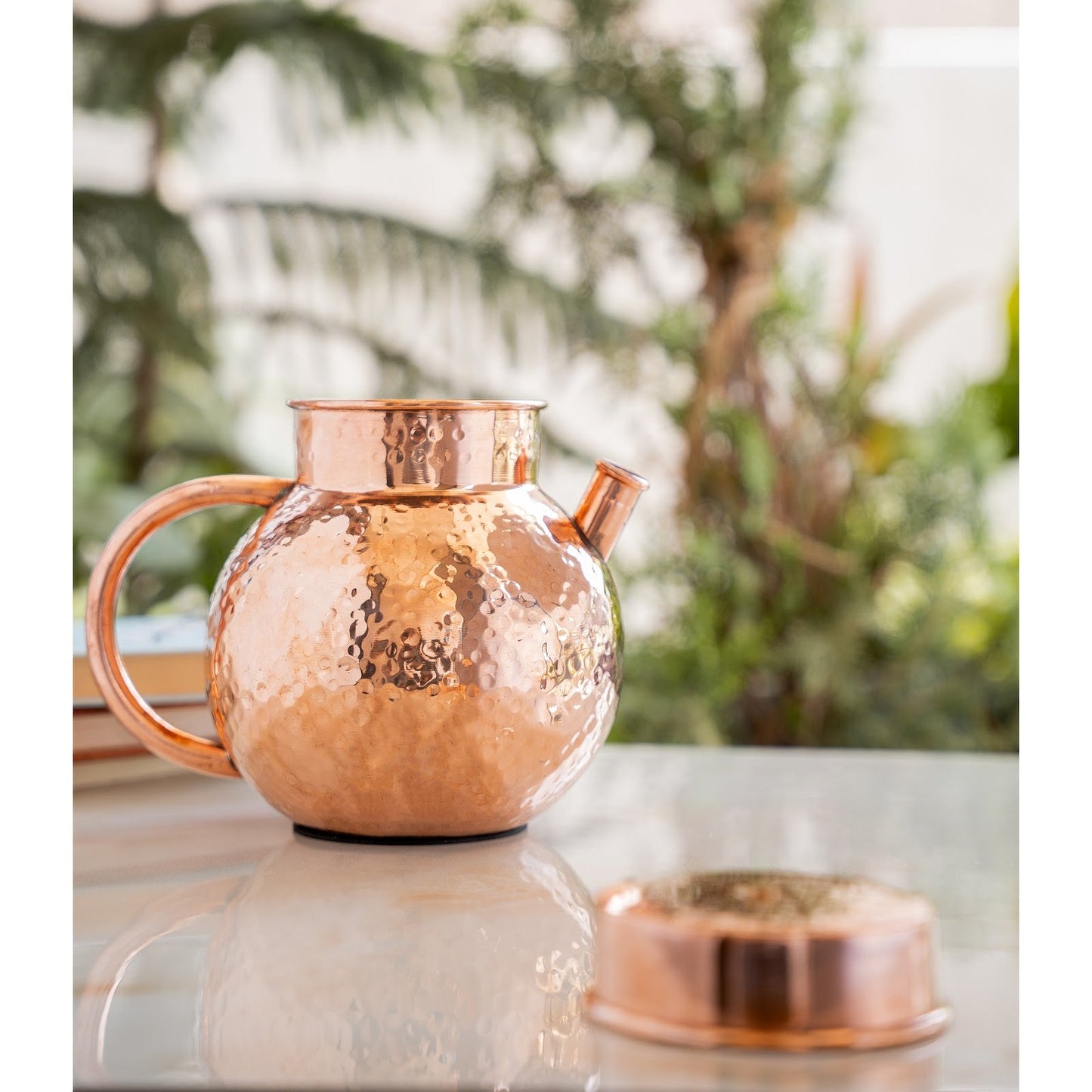 Pure Copper Hammered Matka Jug With Spout - 1650 ML