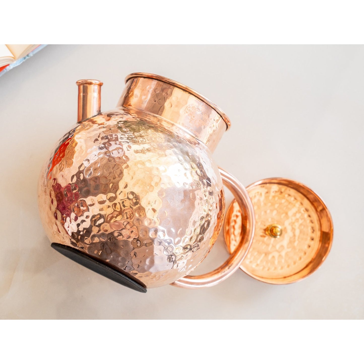Pure Copper Hammered Matka Jug With Spout - 1650 ML
