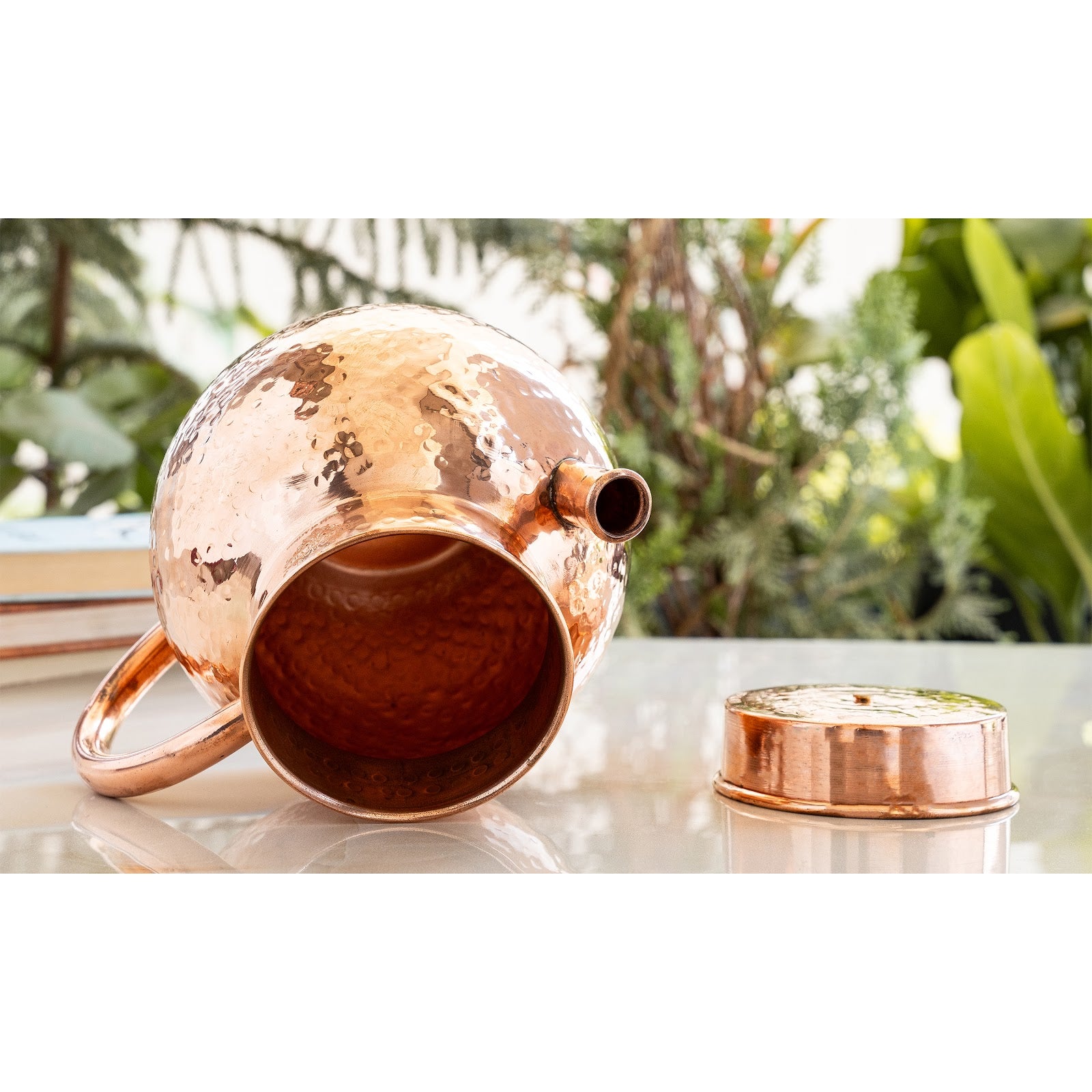 Pure Copper Hammered Matka Jug With Spout - 1650 ML