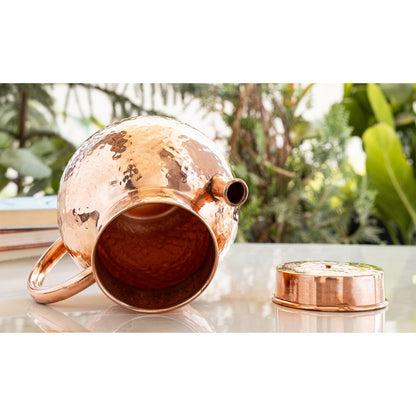 Pure Copper Hammered Matka Jug With Spout - 1650 ML