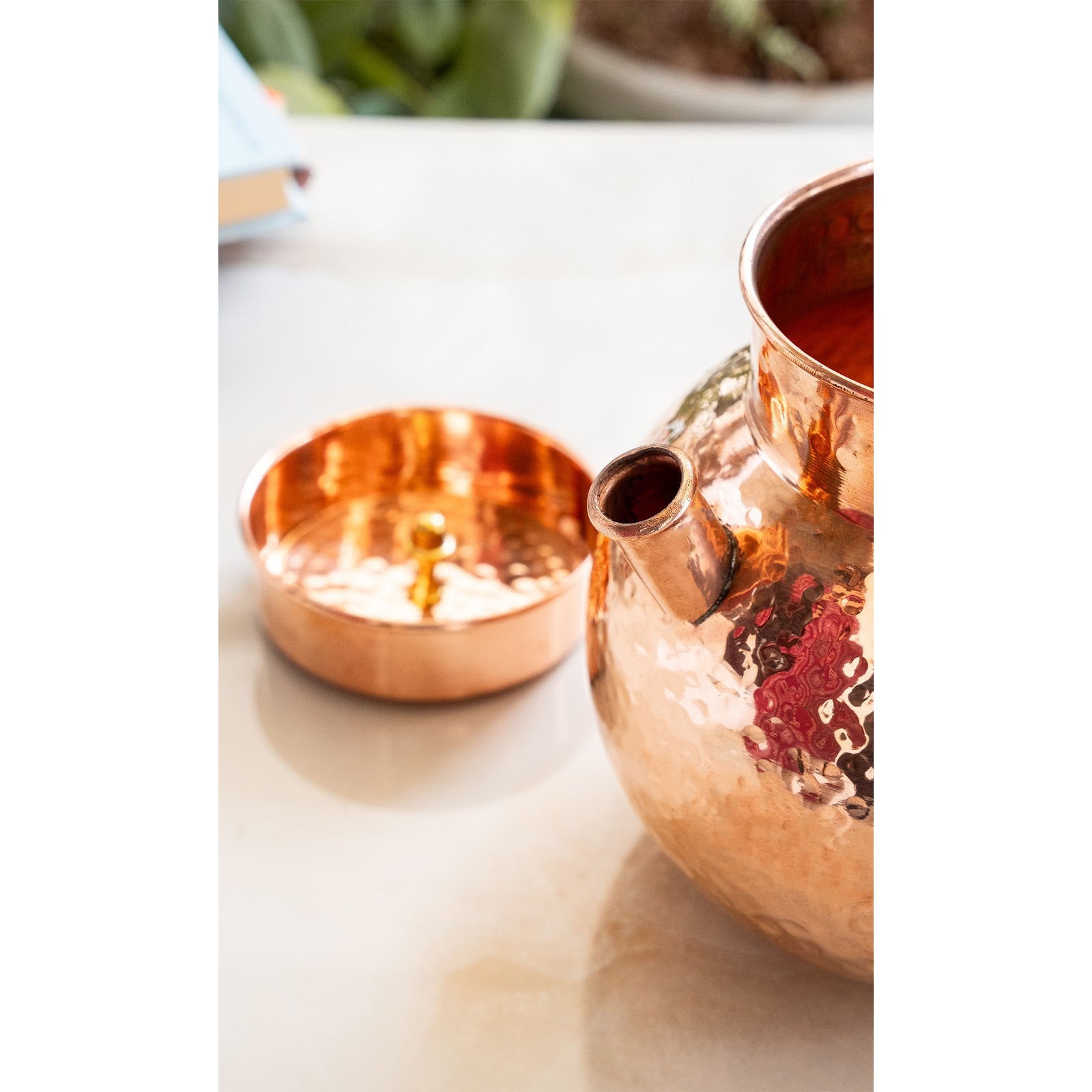 Pure Copper Hammered Matka Jug With Spout - 1650 ML