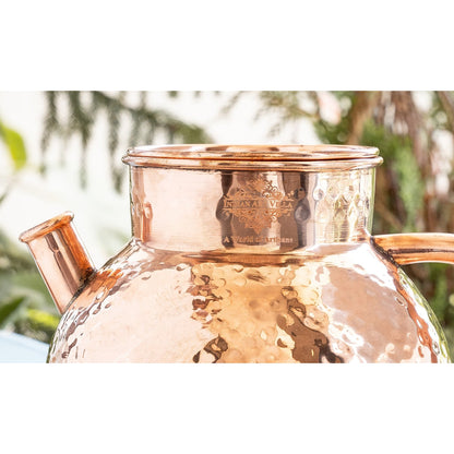 Pure Copper Hammered Matka Jug With Spout - 1650 ML