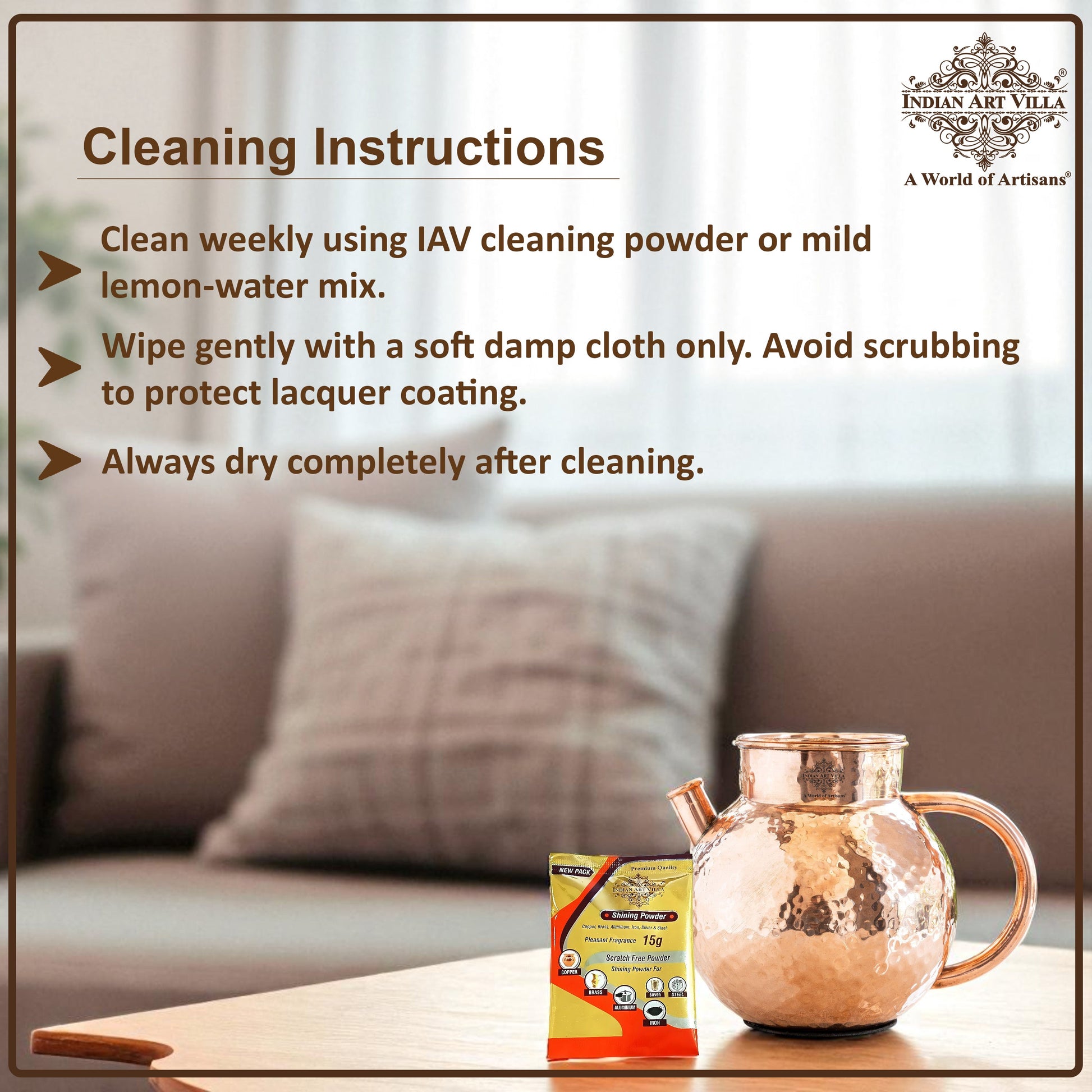 Pure Copper Hammered Matka Jug With Spout - 1650 ML