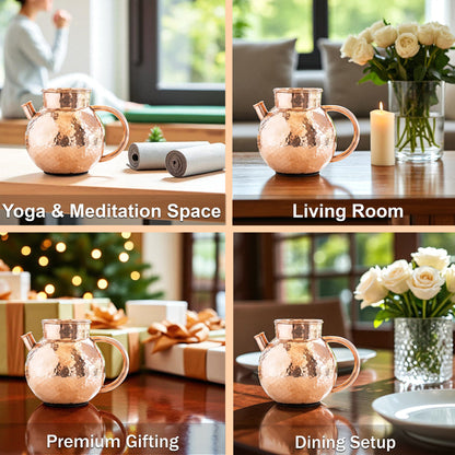 Pure Copper Hammered Matka Jug With Spout - 1650 ML