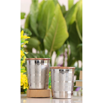 Steel Copper Glass, Tumbler Handcrafted in Luxury Design, Drinkware, Serveware, 250ml