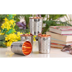 Steel Copper Glass, Tumbler Handcrafted in Luxury Design, Drinkware, Serveware, 250ml