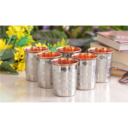 Steel Copper Glass, Tumbler Handcrafted in Luxury Design, Drinkware, Serveware, 250ml