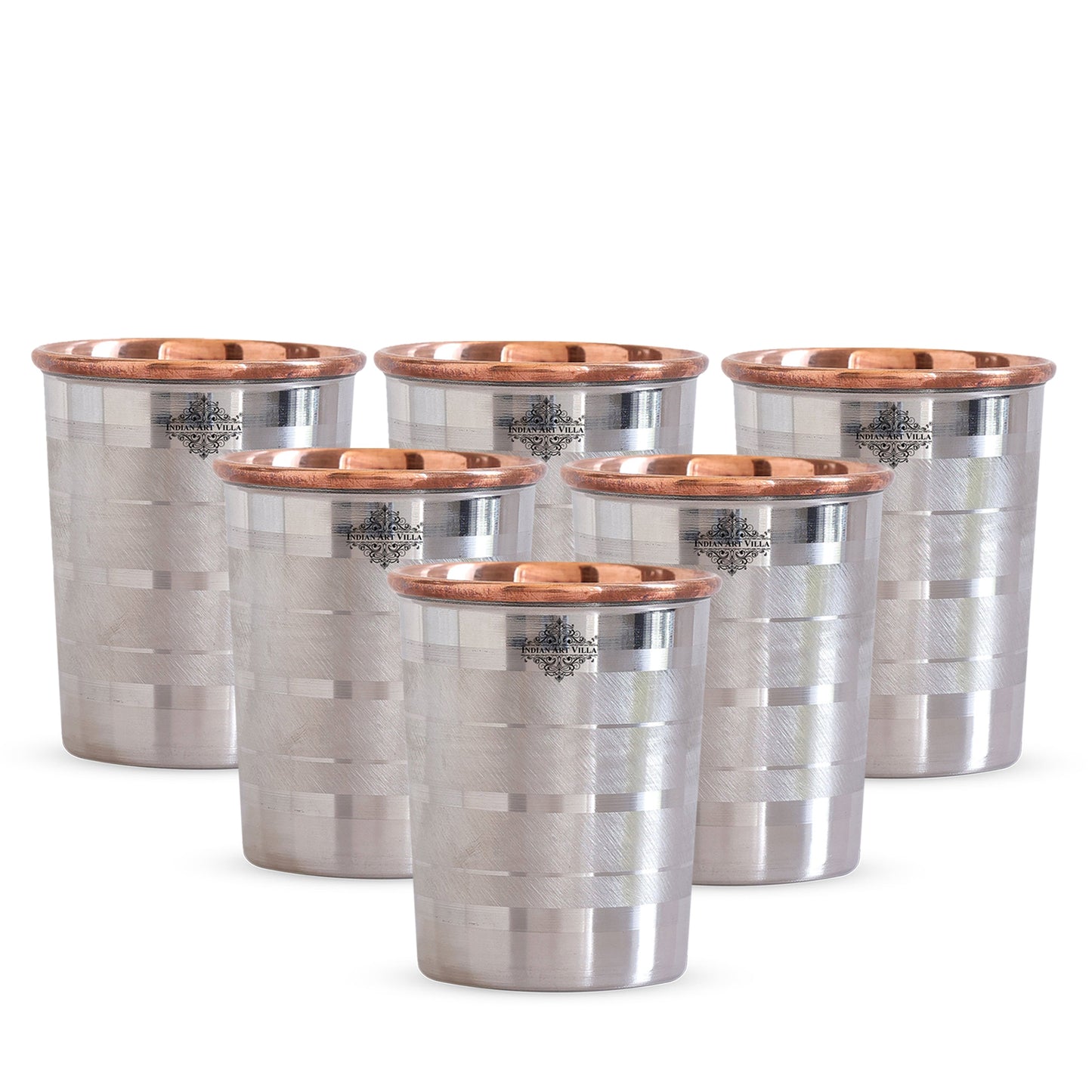 Steel Copper Glass, Tumbler Handcrafted in Luxury Design, Drinkware, Serveware, 250ml