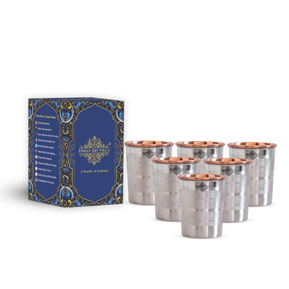 Steel Copper Glass, Tumbler Handcrafted in Luxury Design, Drinkware, Serveware, 250ml