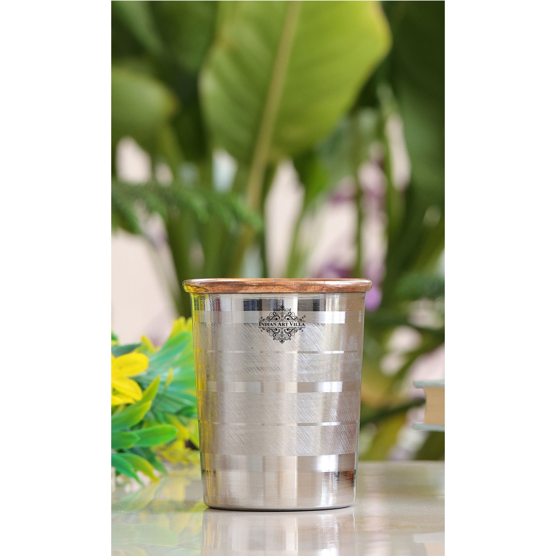Steel Copper Glass, Tumbler Handcrafted in Luxury Design, Drinkware, Serveware, 250ml