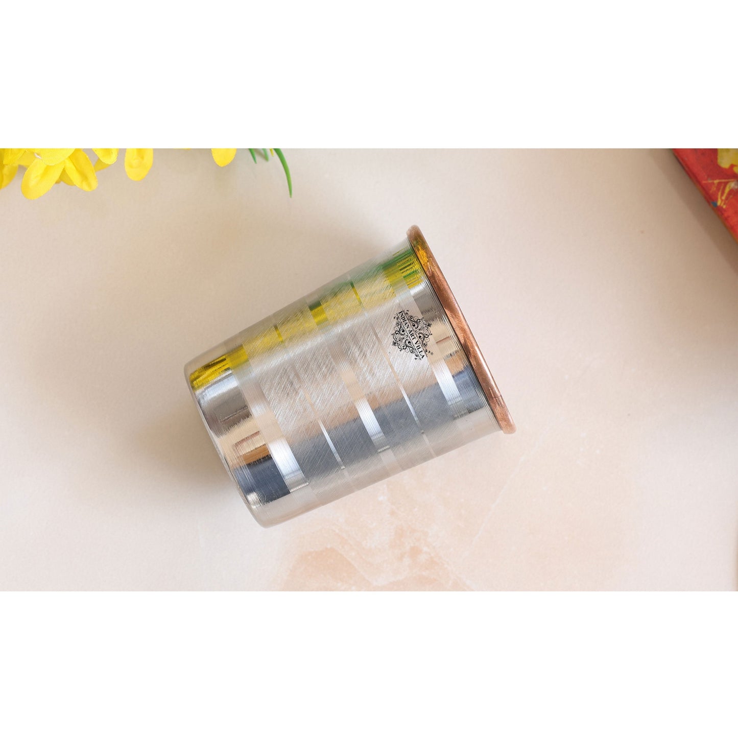 Steel Copper Glass, Tumbler Handcrafted in Luxury Design, Drinkware, Serveware, 250ml