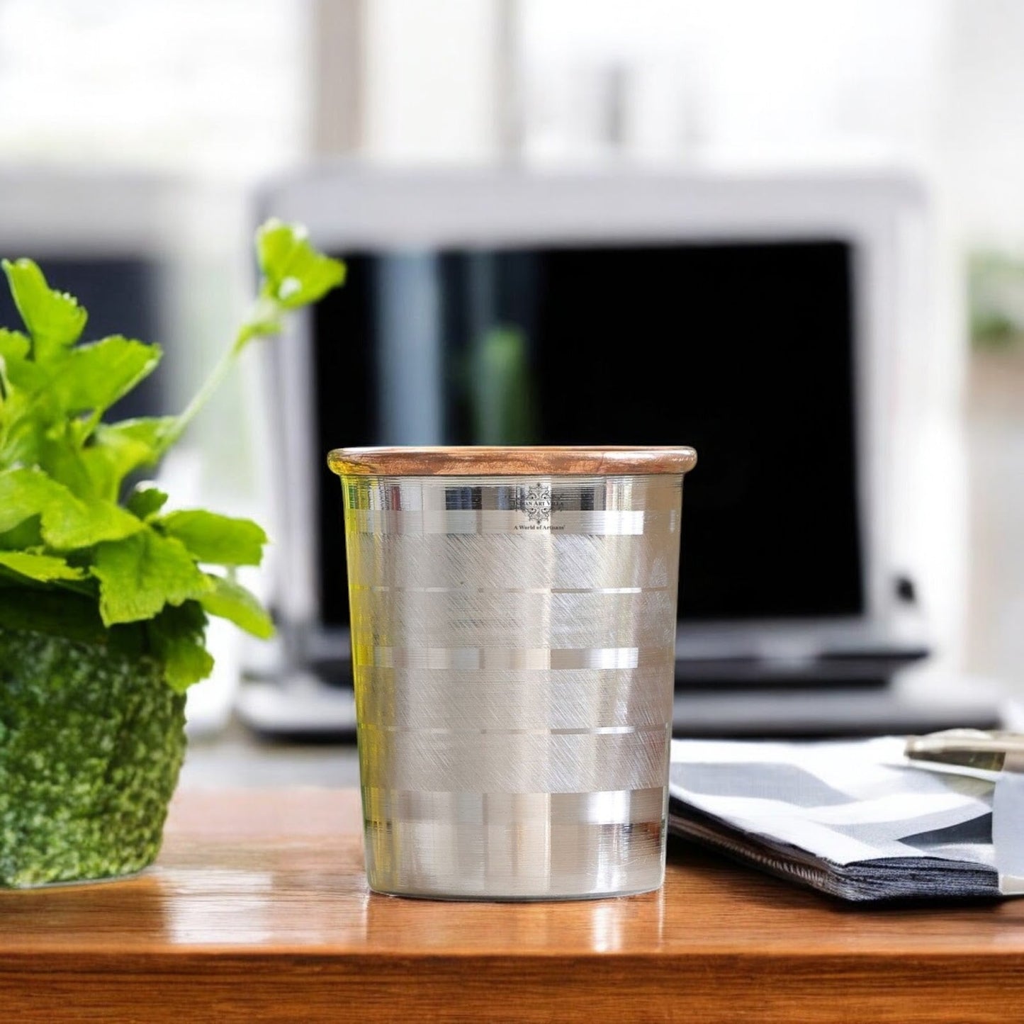 Steel Copper Glass, Tumbler Handcrafted in Luxury Design, Drinkware, Serveware, 250ml