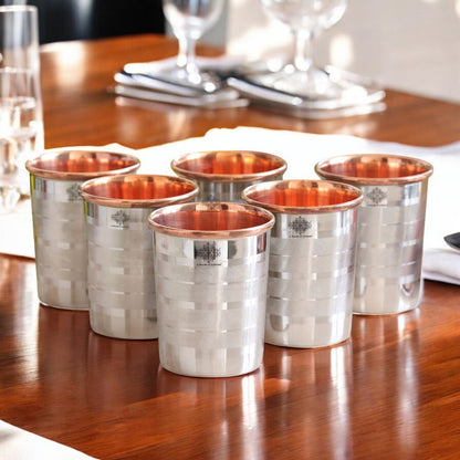 Steel Copper Glass, Tumbler Handcrafted in Luxury Design, Drinkware, Serveware, 250ml