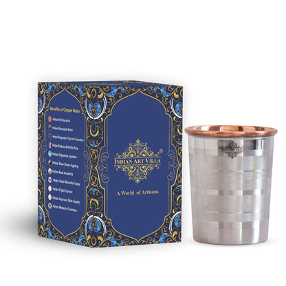Steel Copper Glass, Tumbler Handcrafted in Luxury Design, Drinkware, Serveware, 250ml