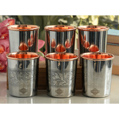 Steel Copper Glass, Tumbler Handcrafted in Luxury Design, Drinkware, Serveware, 250ml