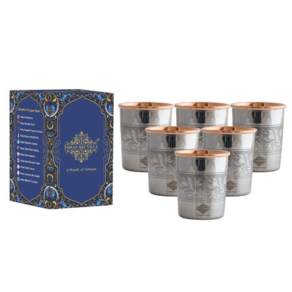 Steel Copper Glass, Tumbler Handcrafted in Luxury Design, Drinkware, Serveware, 250ml