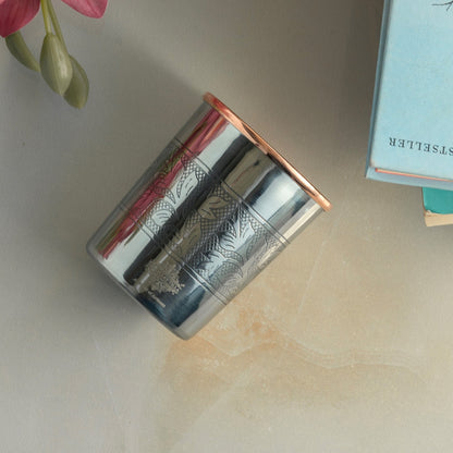 Steel Copper Glass, Tumbler Handcrafted in Luxury Design, Drinkware, Serveware, 250ml