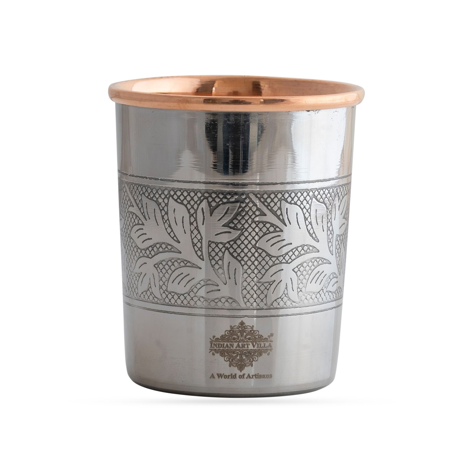 Steel Copper Glass, Tumbler Handcrafted in Luxury Design, Drinkware, Serveware, 250ml
