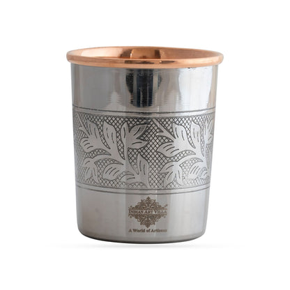 Steel Copper Glass, Tumbler Handcrafted in Luxury Design, Drinkware, Serveware, 250ml