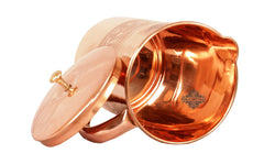 Pure Copper Embossed Jug With Brass Knob on Lid