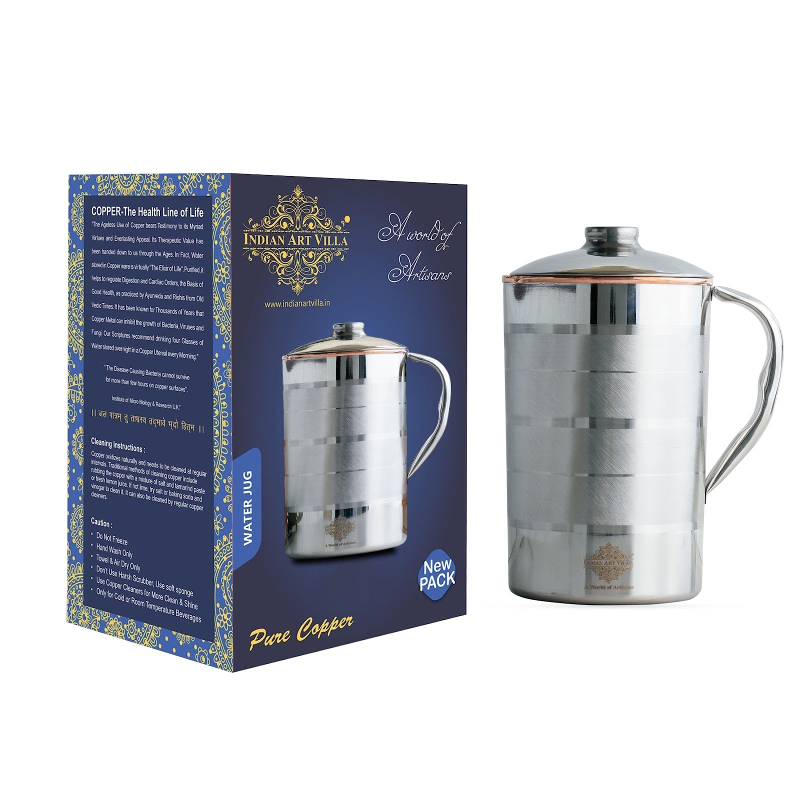 Pure Steel Copper Jug Luxury Design with Lid