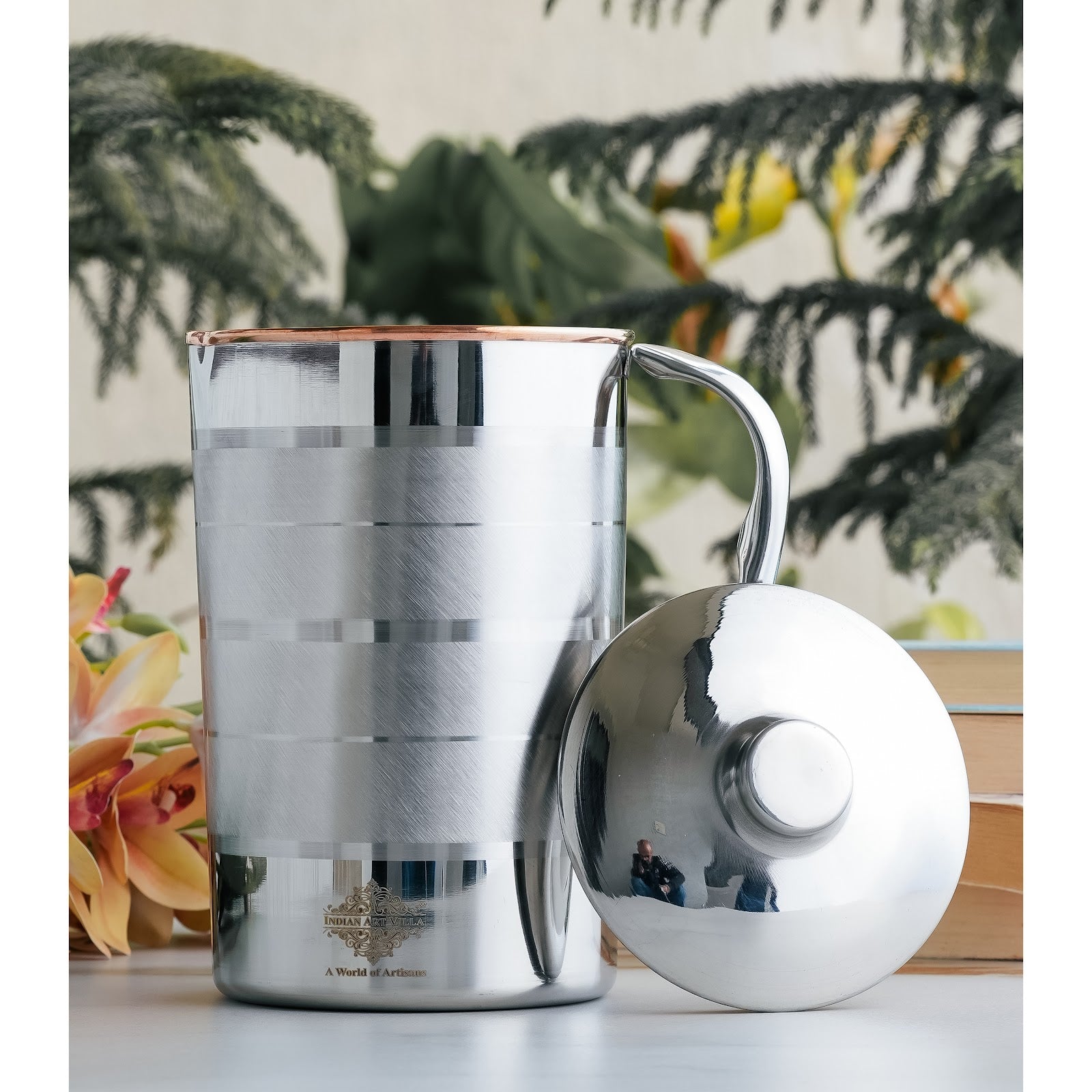 Pure Steel Copper Jug Luxury Design with Lid