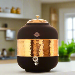 Pure Copper Half Hammered with Silk Finish  Water Pot