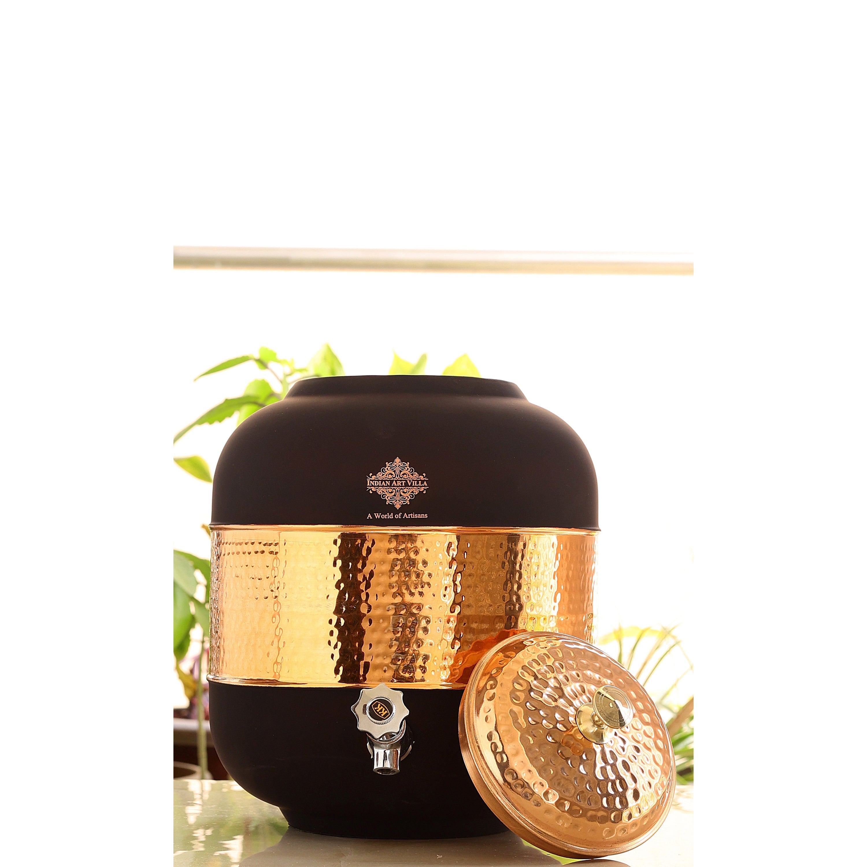 Pure Copper Half Hammered with Silk Finish  Water Pot
