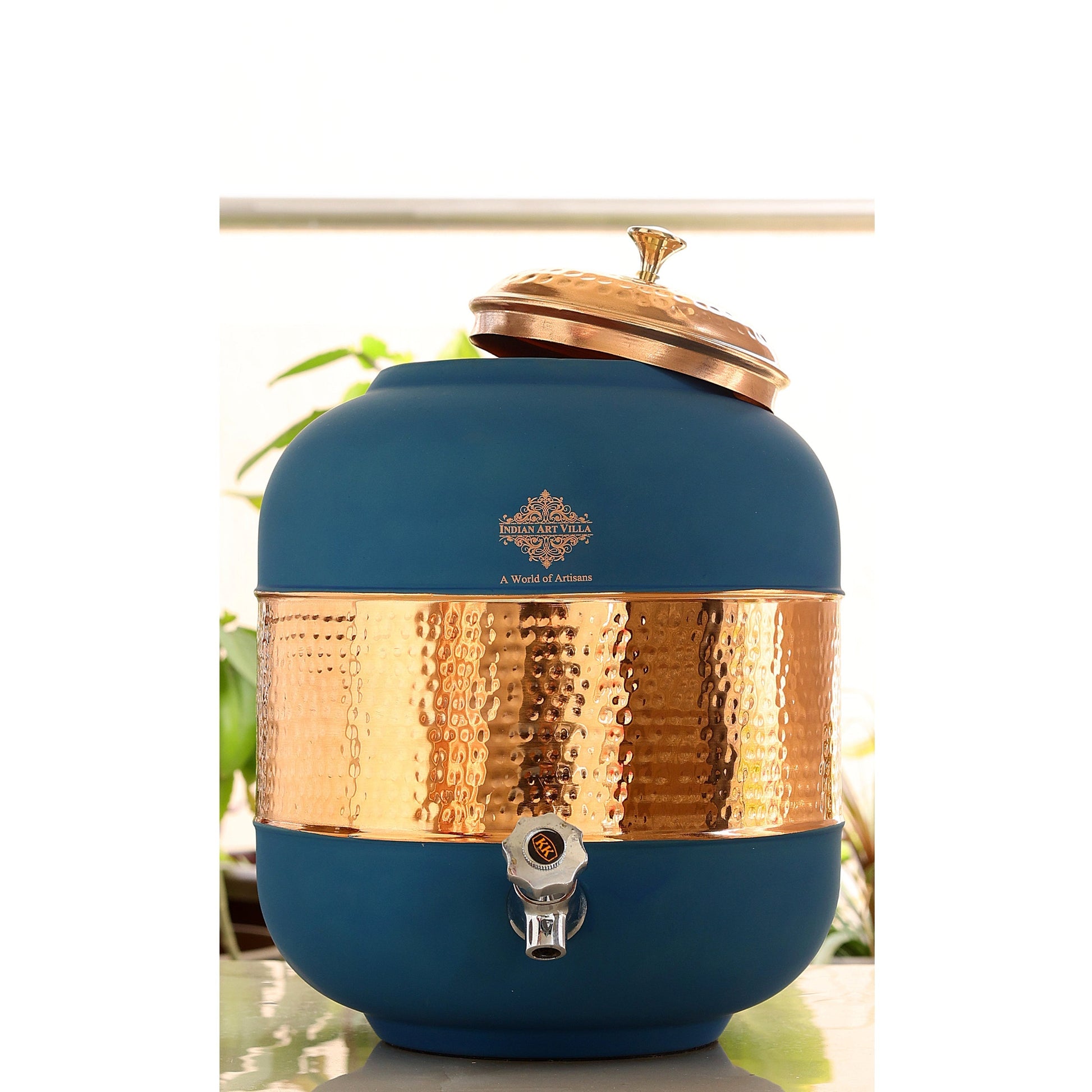 Pure Copper Half Hammered with Silk Finish  Water Pot