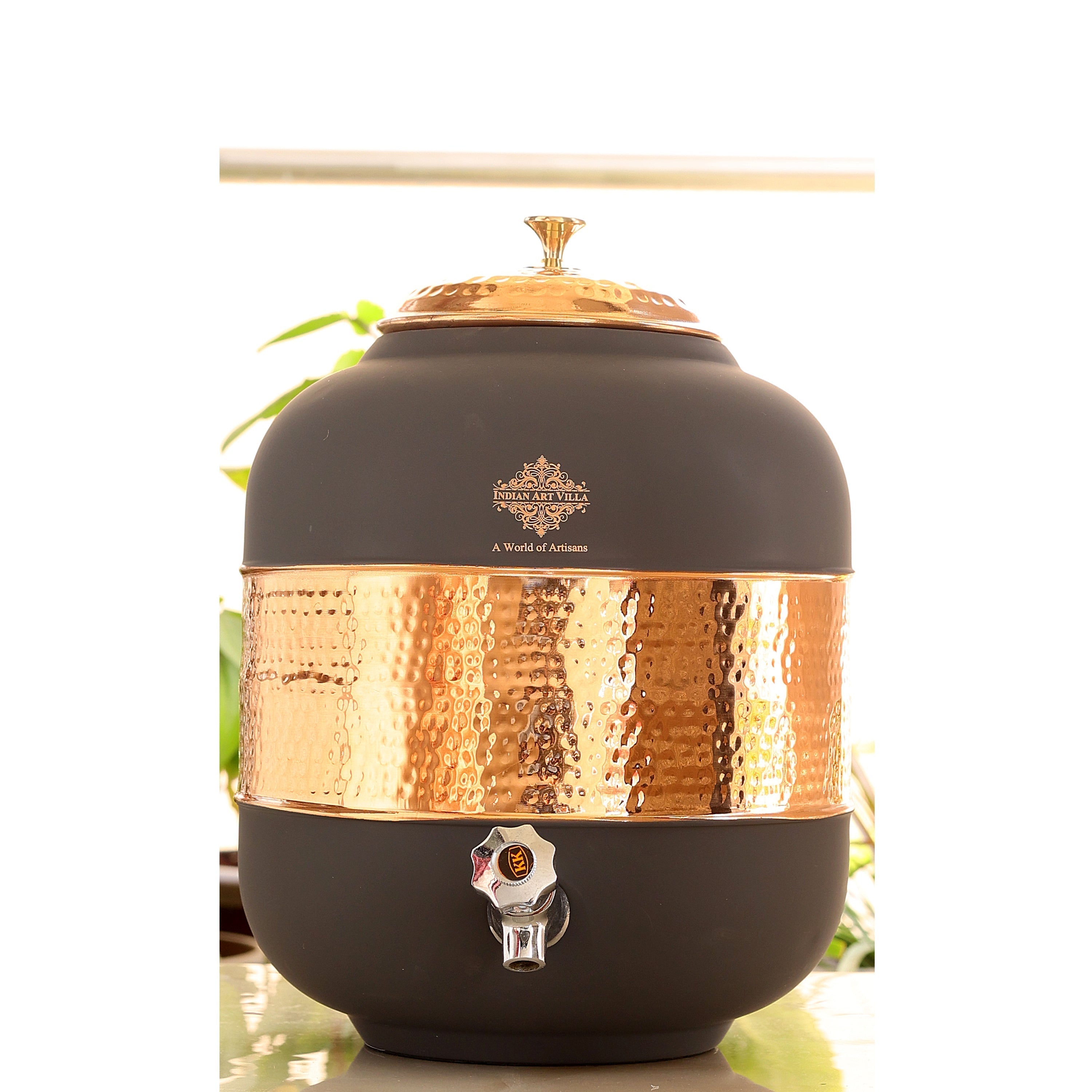 Pure Copper Half Hammered with Silk Finish  Water Pot