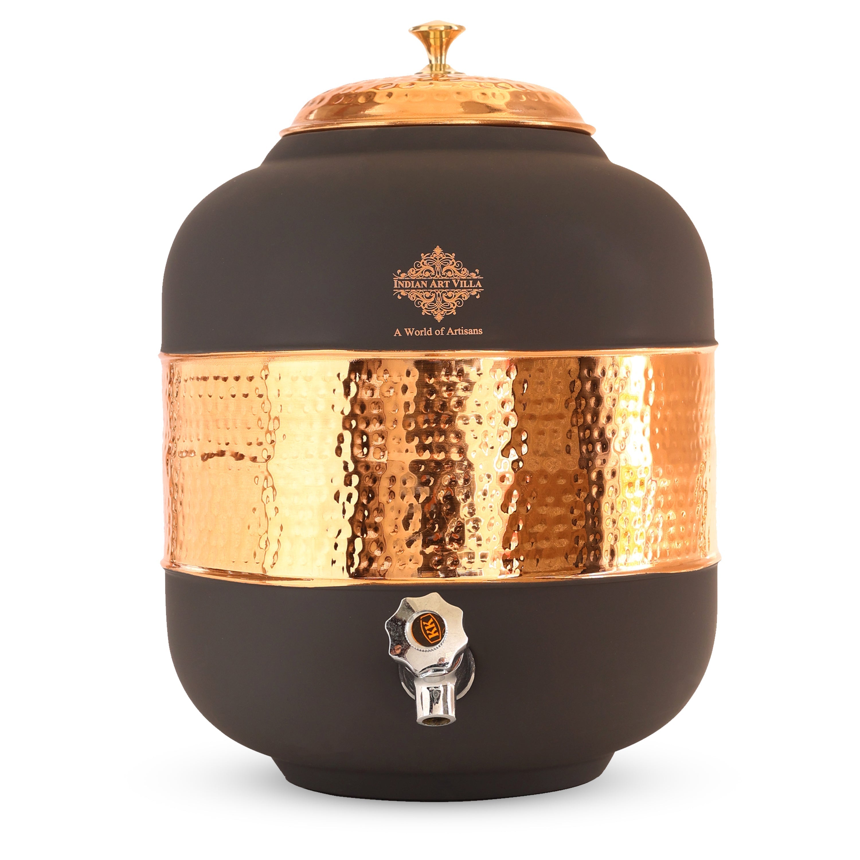 Pure Copper Half Hammered with Silk Finish  Water Pot