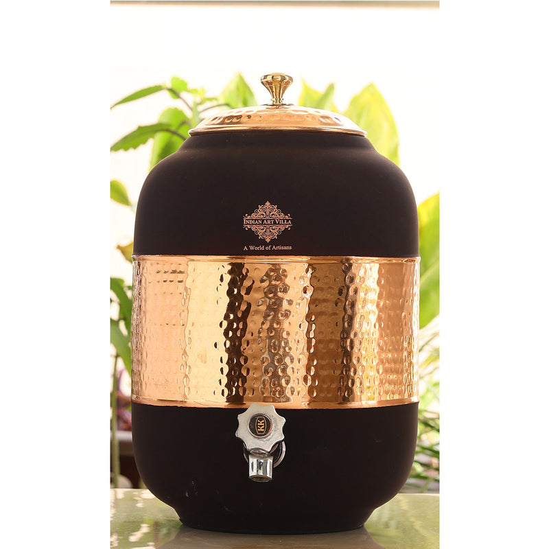 Pure Copper Half Hammered with Silk Finish  Water Pot