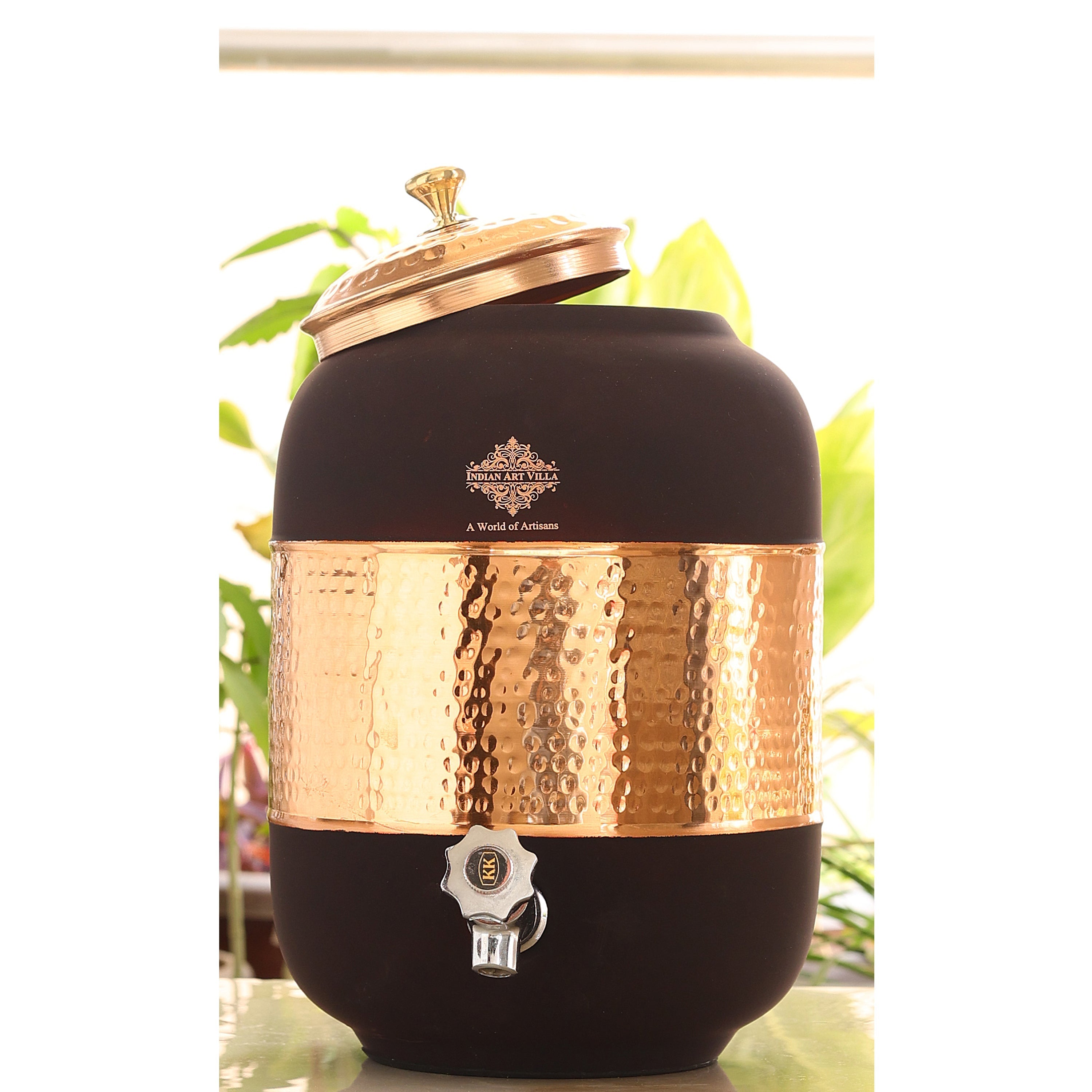 Pure Copper Half Hammered with Silk Finish  Water Pot